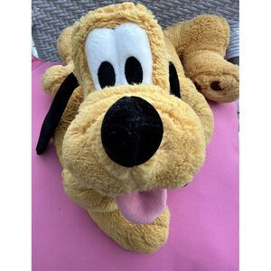 Pluto Plush w/ Green Collar Floppy and Soft 19" Long Disney Parks Authentic‎